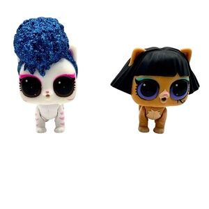 LOL Surprise Pets Lot of 2 Cat Figures Glitter Hair MGA Toy